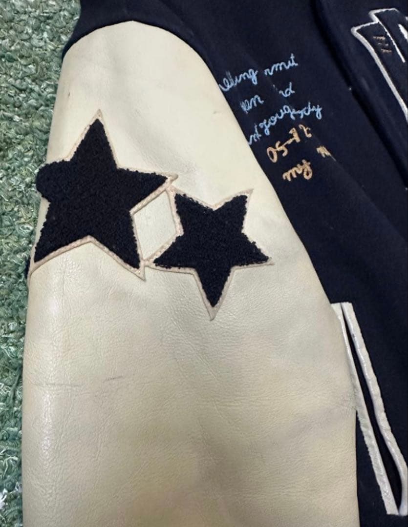 HIGH!STANDARD ハイスタンダード　スタジャン　ネイビー×ベージュ　Ｌ