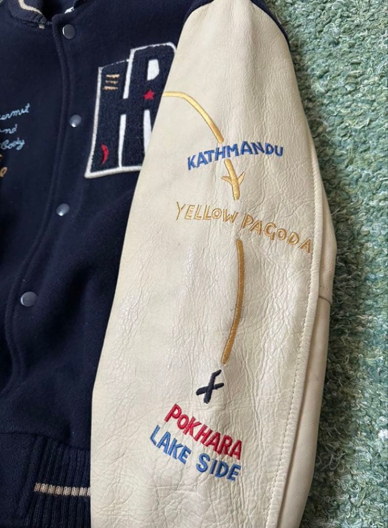 HIGH!STANDARD ハイスタンダード　スタジャン　ネイビー×ベージュ　Ｌ