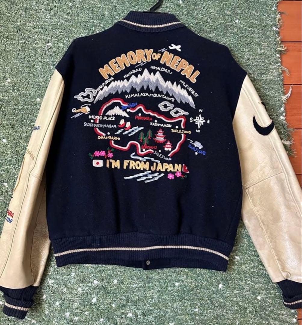 HIGH!STANDARD ハイスタンダード　スタジャン　ネイビー×ベージュ　Ｌ