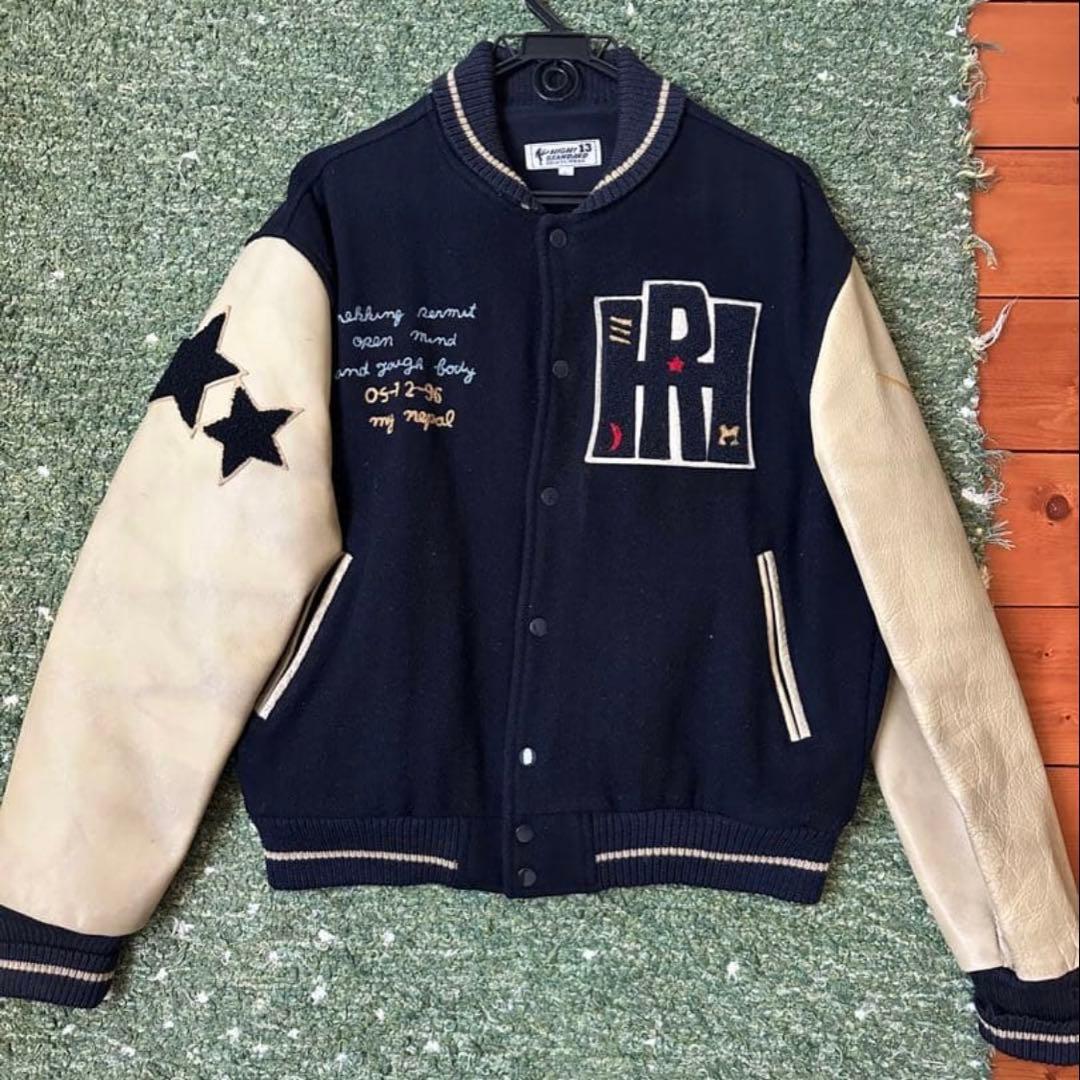 HIGH!STANDARD ハイスタンダード　スタジャン　ネイビー×ベージュ　Ｌ