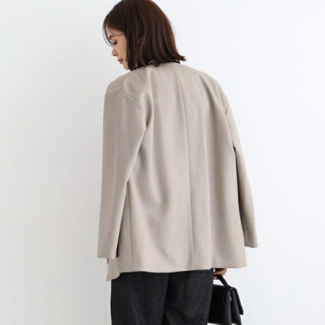 【美品】INDIVI 定価4.4万 2023AW ノーカラーコート ウール100