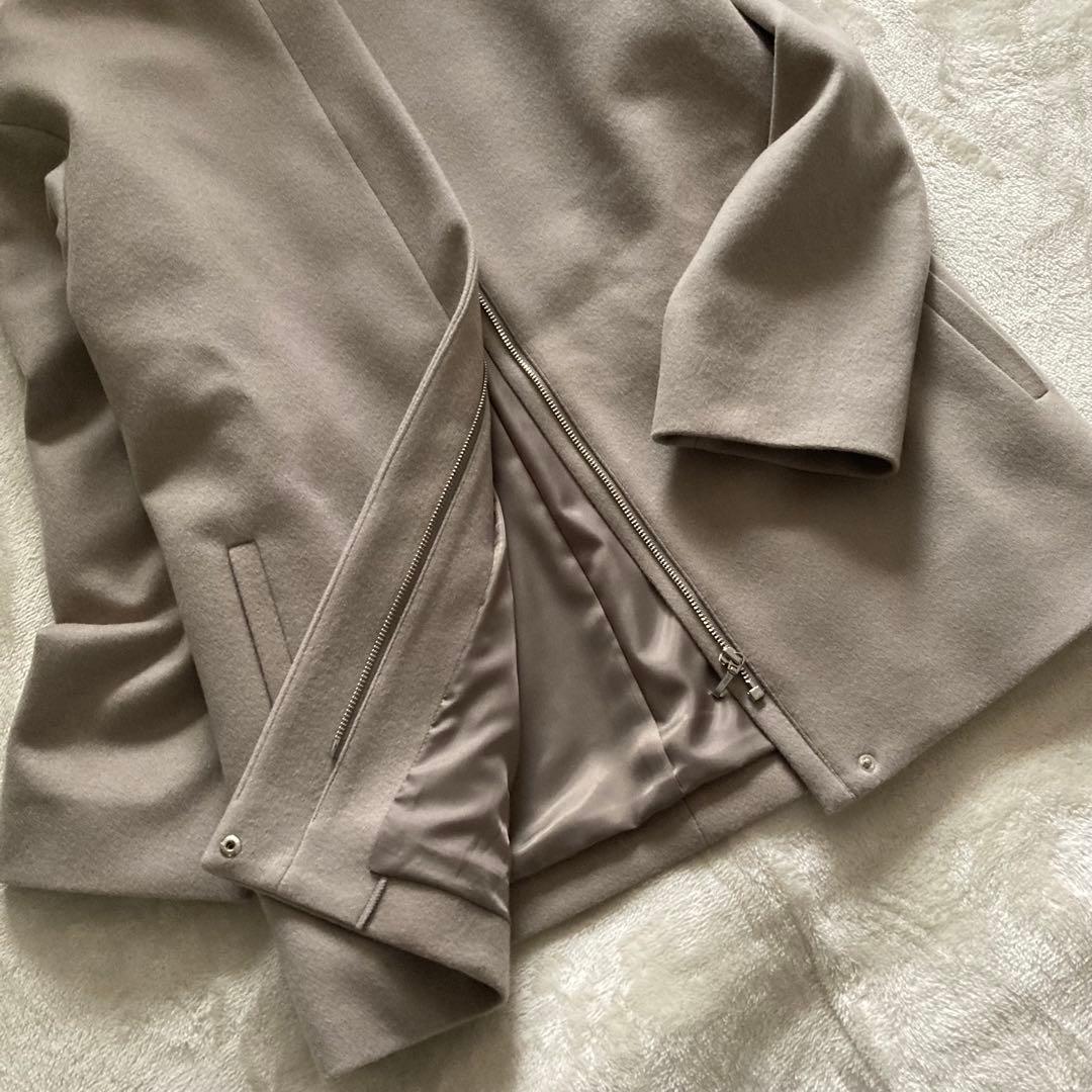 【美品】INDIVI 定価4.4万 2023AW ノーカラーコート ウール100