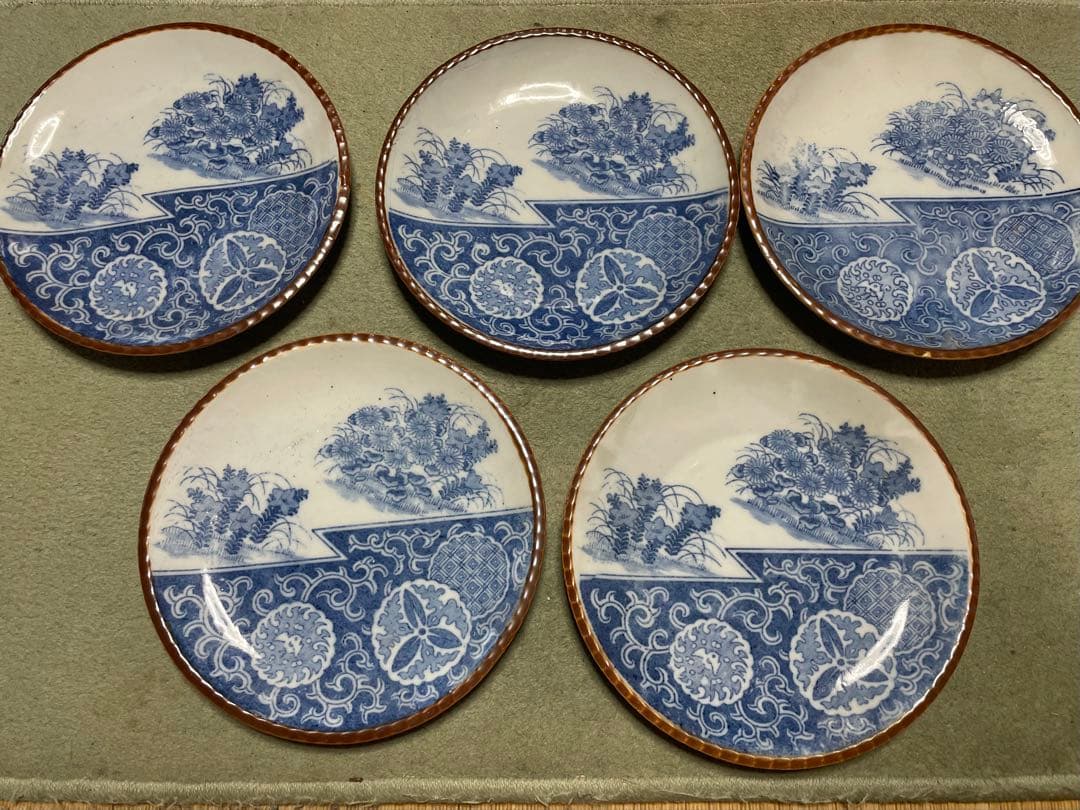 伊万里焼　イゲ皿　青と白の花柄皿 10枚セット　蔵出し　骨董