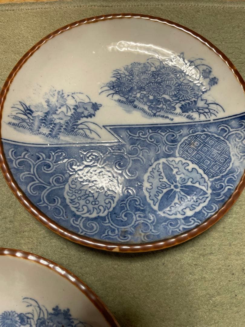 伊万里焼　イゲ皿　青と白の花柄皿 10枚セット　蔵出し　骨董