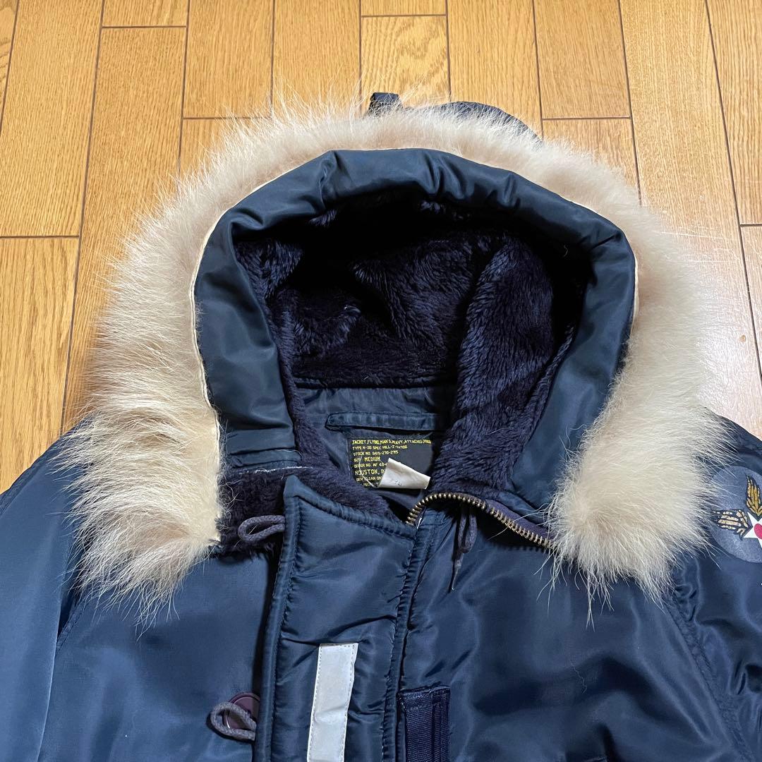 【ホッペタロマン】N-3B HOUSTON　M　ネイビー系　リフレクター付