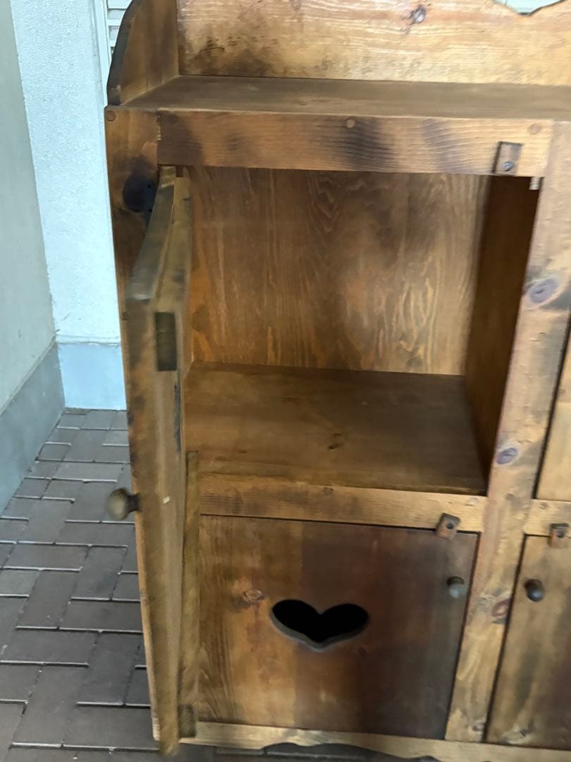 メ*4様 カントリー ナチュラルウッドハート型キャビネット