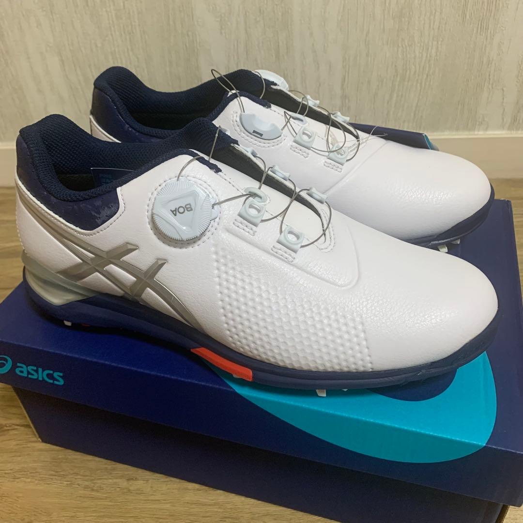 ASICS ゴルフシューズ BOAシステム ホワイト/ネイビー