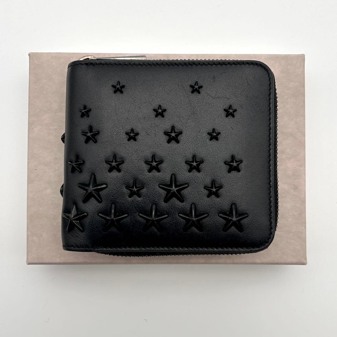 ✨極美品✨ JIMMY CHOO ジミーチュウ 二つ折り財布 ブラック 希少性大
