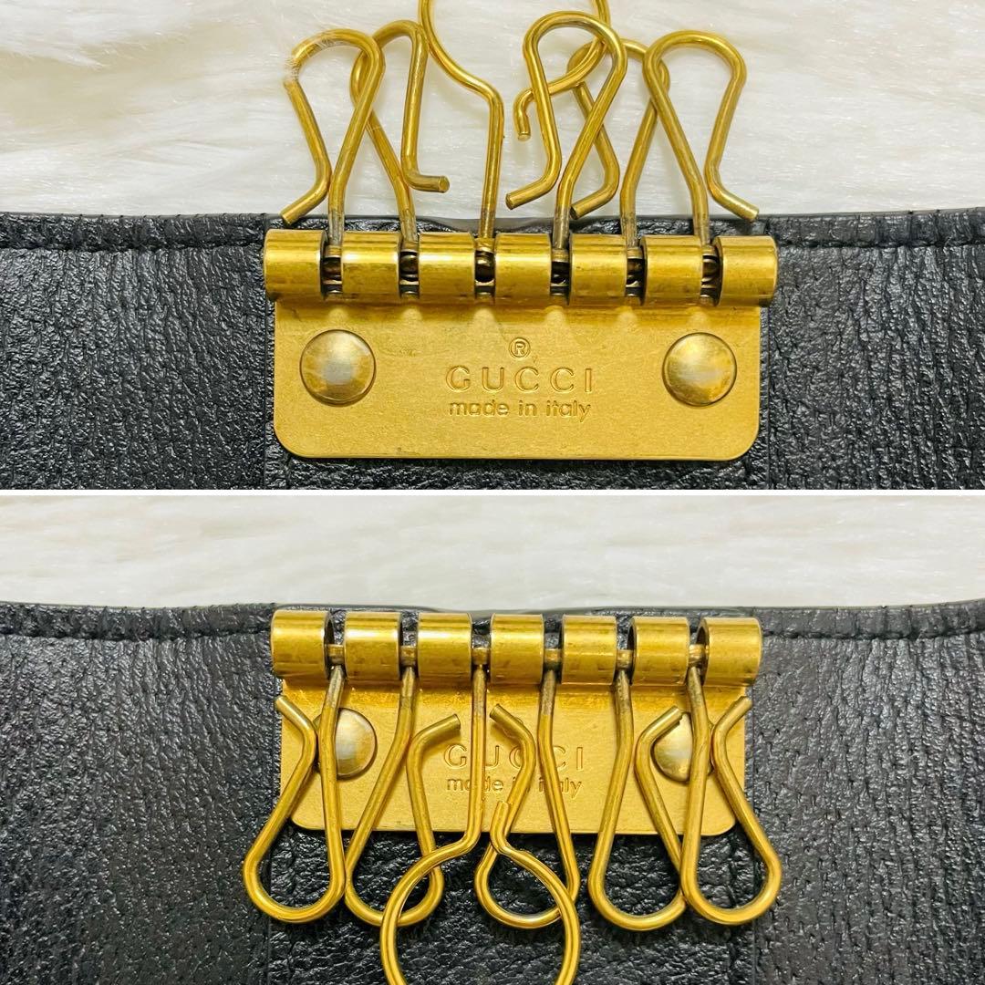 極美✨GUCCI キーケース 6連 GG マーモント レザー ブラック