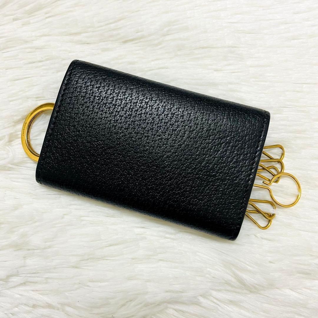 極美✨GUCCI キーケース 6連 GG マーモント レザー ブラック