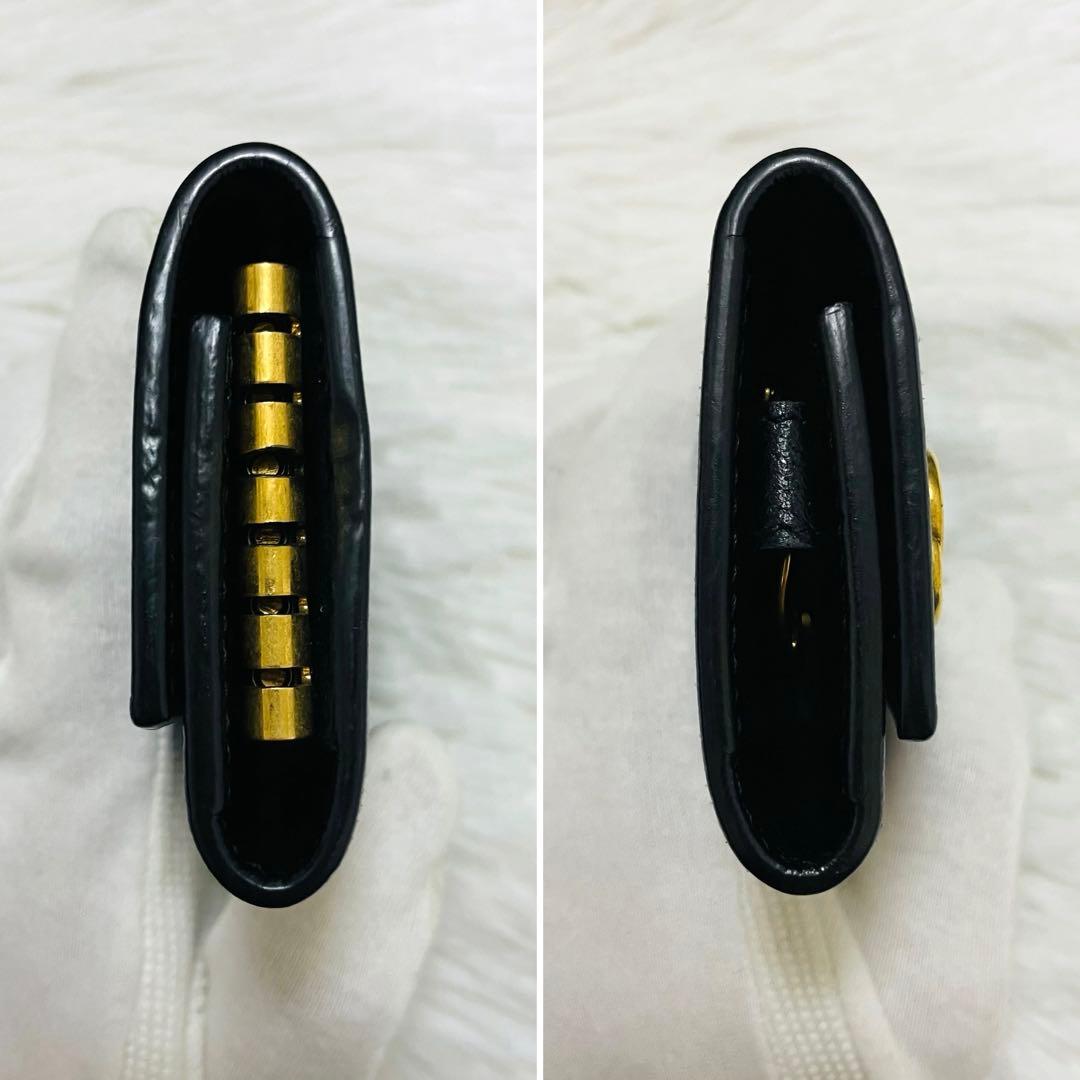 極美✨GUCCI キーケース 6連 GG マーモント レザー ブラック