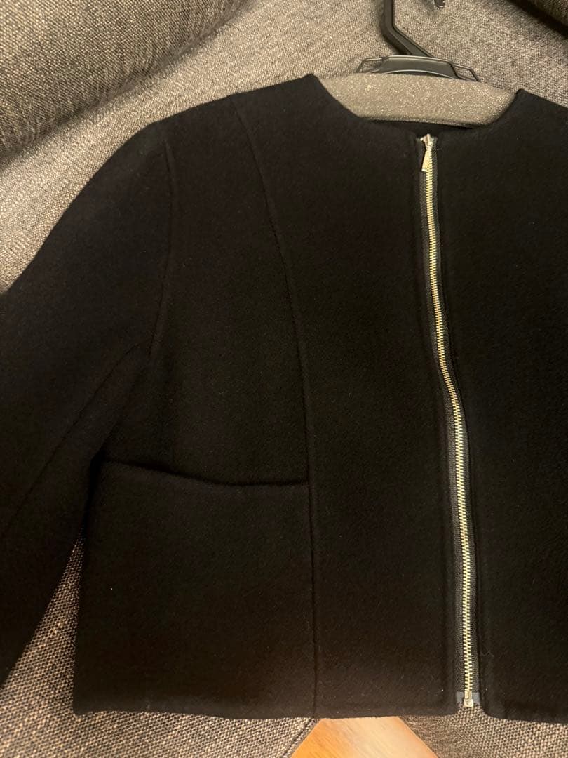 アニュアンス ウールダブルクロスリバーショートジャケット ノーカラージャケット