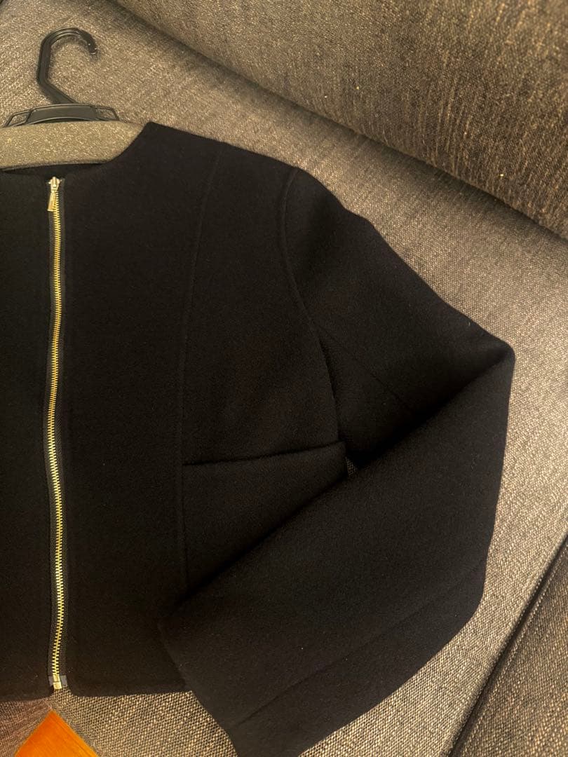 アニュアンス ウールダブルクロスリバーショートジャケット ノーカラージャケット