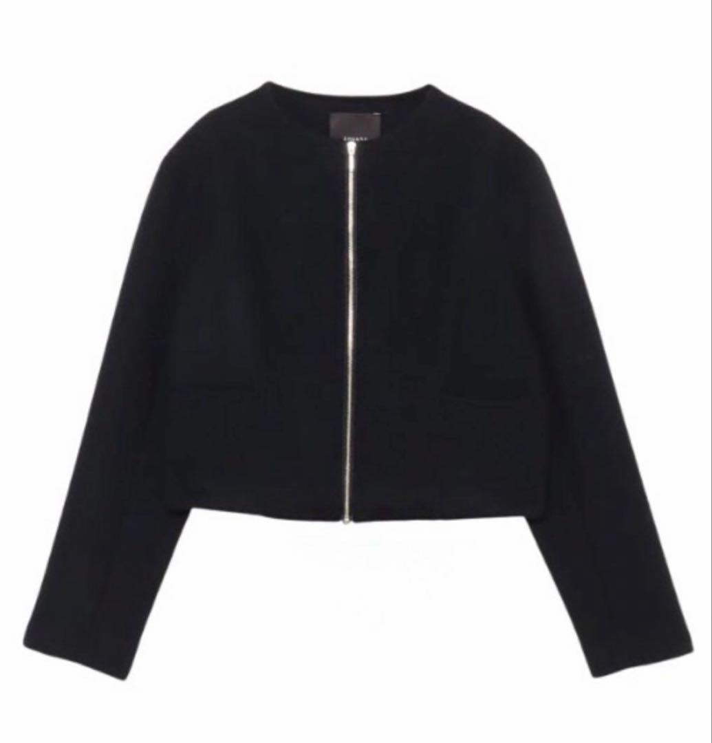 アニュアンス ウールダブルクロスリバーショートジャケット ノーカラージャケット