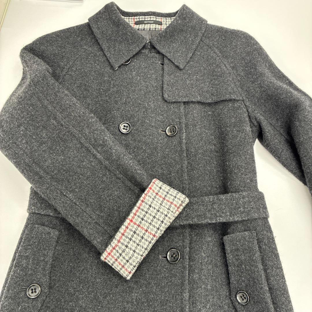 ARTISAN ダークグレー ダブルブレスト ロングコート