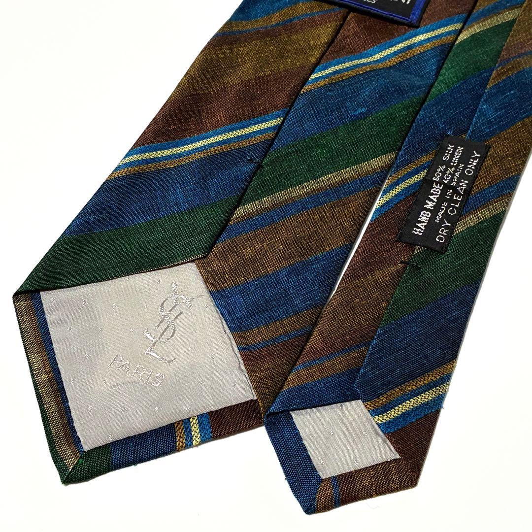 3760✨極美品✨イヴサンローラン ネクタイ レジメンタル カサンドラ ロゴ