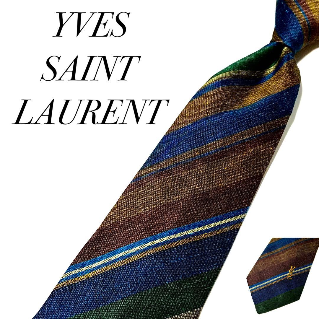 3760✨極美品✨イヴサンローラン ネクタイ レジメンタル カサンドラ ロゴ
