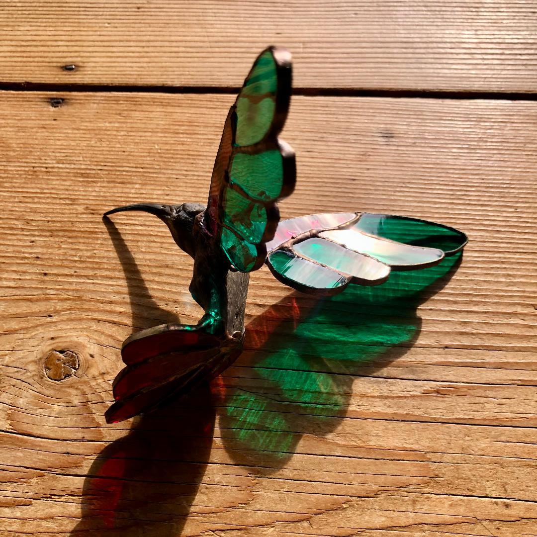 メ*6様 ヴィンテージ　ハチドリ　ハミングバード　アメリカ製　ステンドグラス　オ