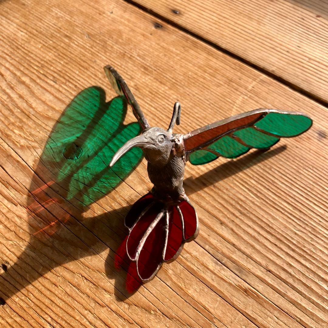 メ*6様 ヴィンテージ　ハチドリ　ハミングバード　アメリカ製　ステンドグラス　オ