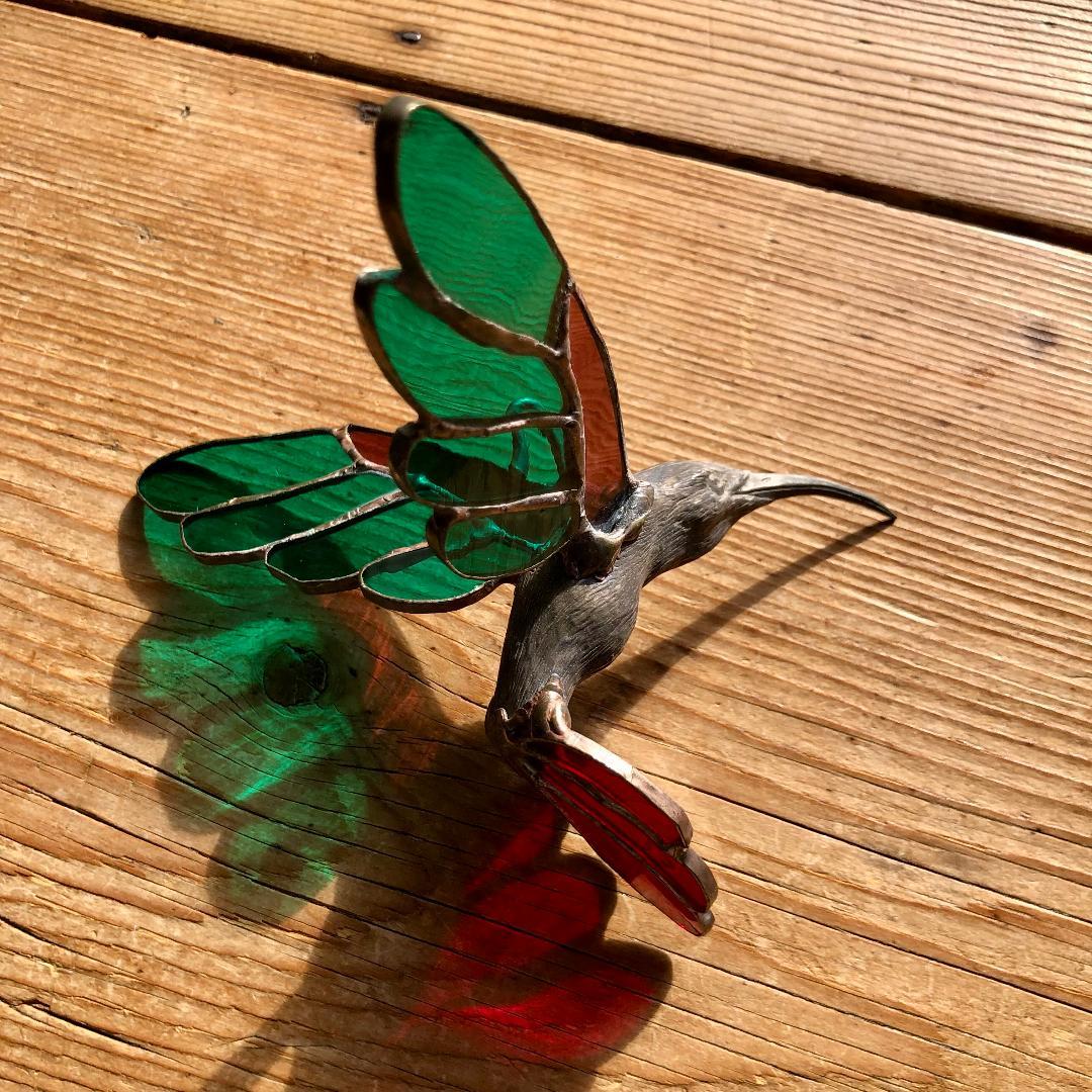 メ*6様 ヴィンテージ　ハチドリ　ハミングバード　アメリカ製　ステンドグラス　オ