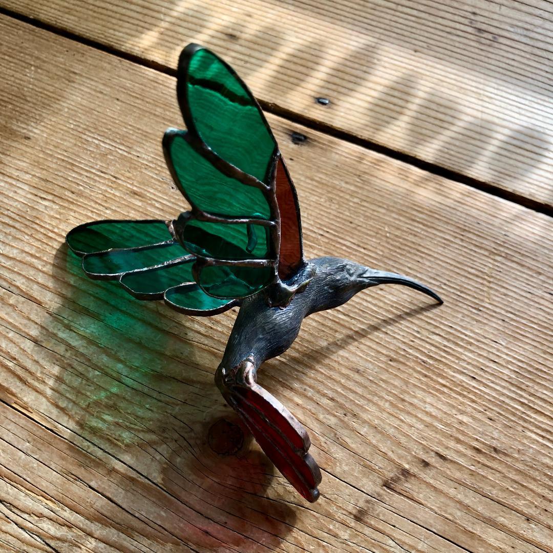 メ*6様 ヴィンテージ　ハチドリ　ハミングバード　アメリカ製　ステンドグラス　オ