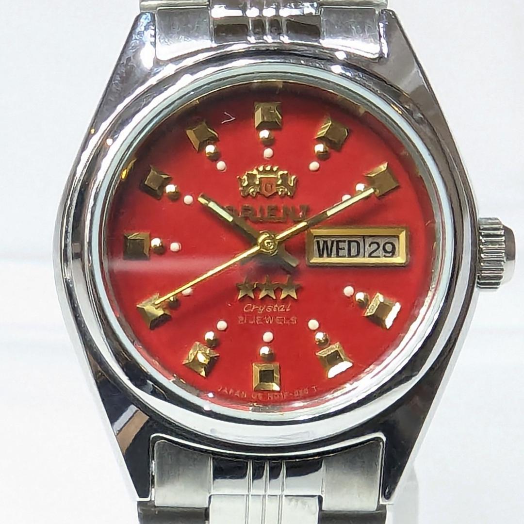 ORIENT オートマ レディース 稼働品 赤文字盤 デイデイト