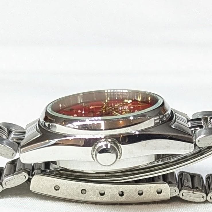 ORIENT オートマ レディース 稼働品 赤文字盤 デイデイト