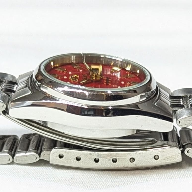 ORIENT オートマ レディース 稼働品 赤文字盤 デイデイト