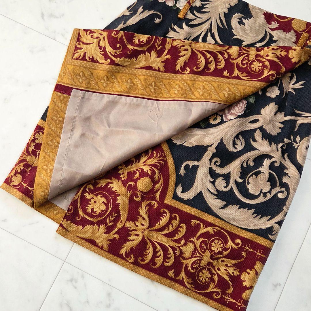 ETRO ヴィンテージ バロック調フラワー ラップスカート ウールシルク