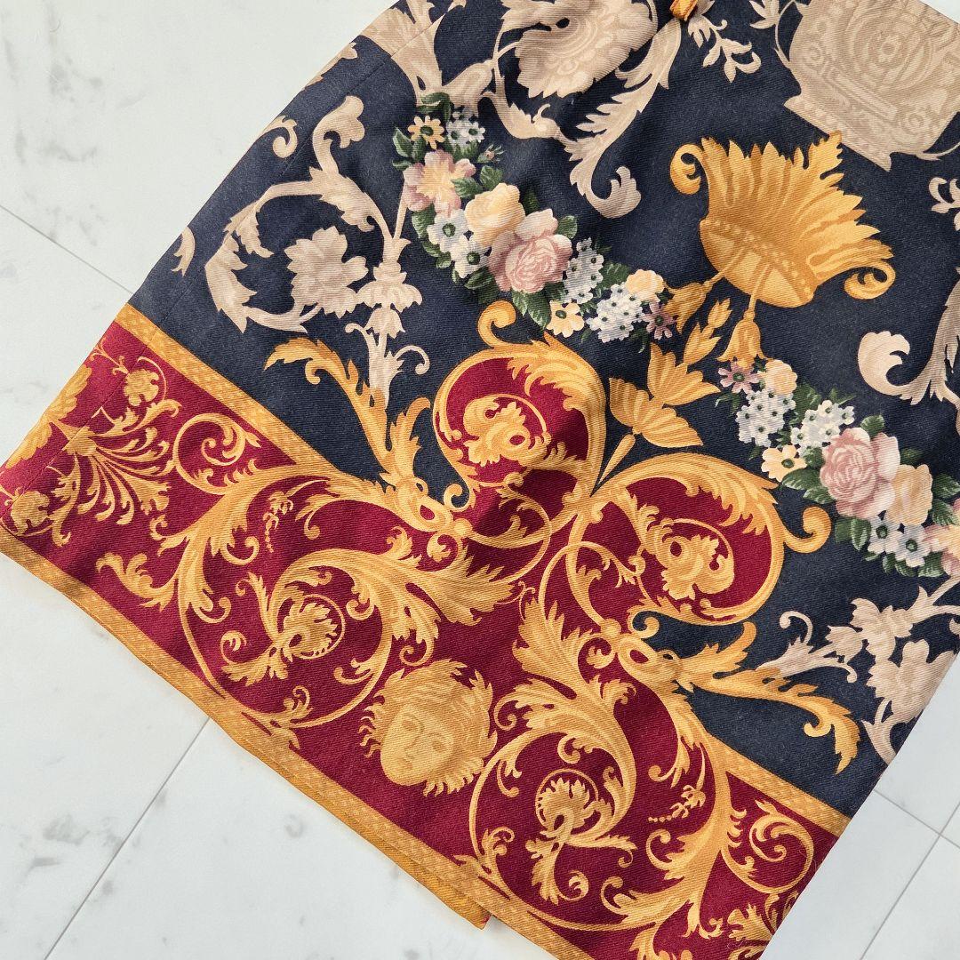 ETRO ヴィンテージ バロック調フラワー ラップスカート ウールシルク