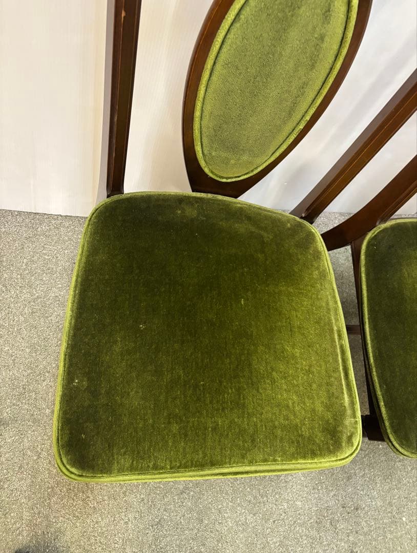 ① ヴィンテージチェア　ナガノインテリア　ベロアチェア　２脚セット