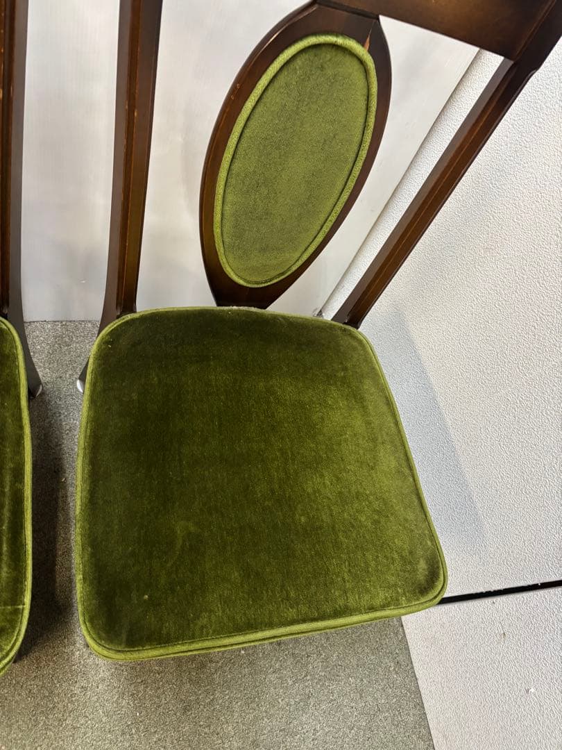 ① ヴィンテージチェア　ナガノインテリア　ベロアチェア　２脚セット