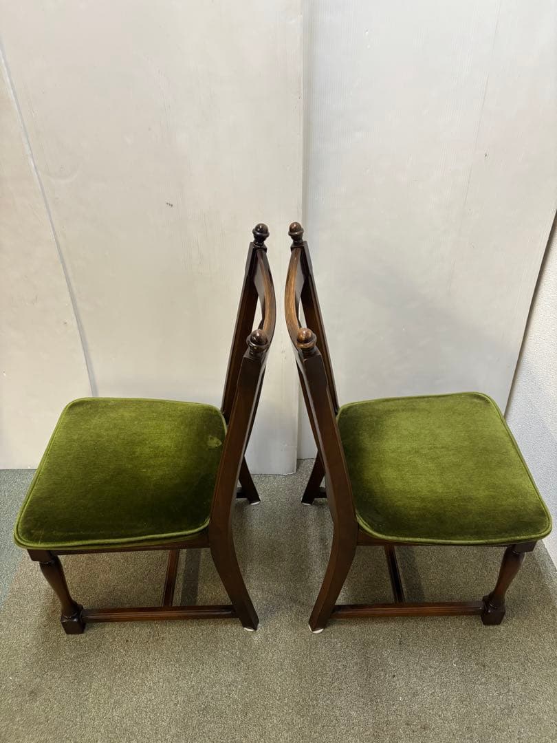 ① ヴィンテージチェア　ナガノインテリア　ベロアチェア　２脚セット