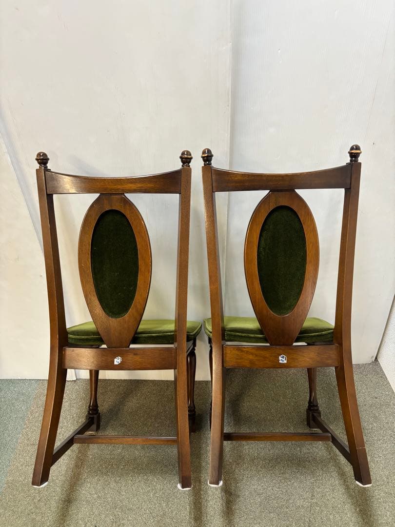 ① ヴィンテージチェア　ナガノインテリア　ベロアチェア　２脚セット