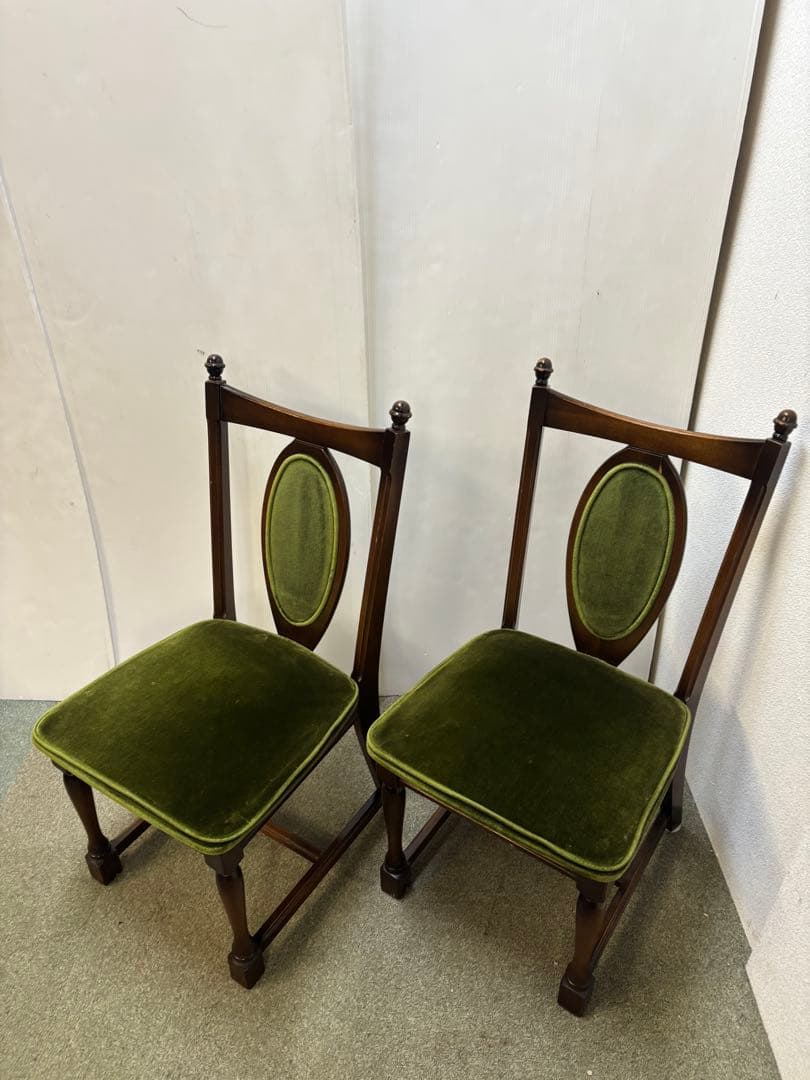 ① ヴィンテージチェア　ナガノインテリア　ベロアチェア　２脚セット