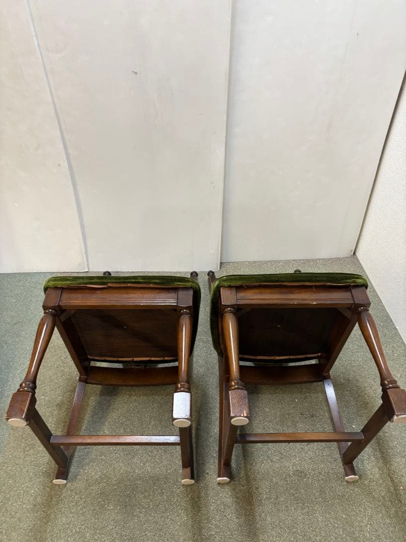 ① ヴィンテージチェア　ナガノインテリア　ベロアチェア　２脚セット