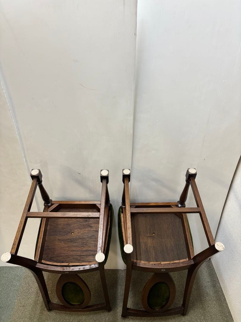 ① ヴィンテージチェア　ナガノインテリア　ベロアチェア　２脚セット