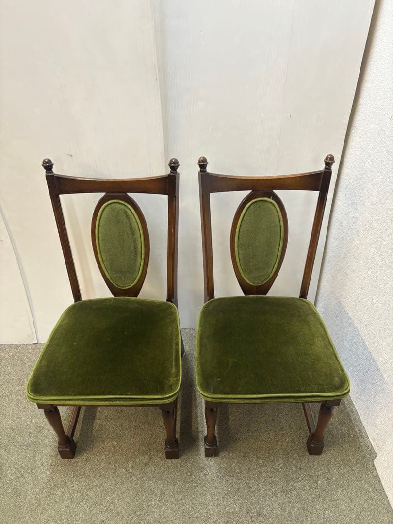 ① ヴィンテージチェア　ナガノインテリア　ベロアチェア　２脚セット