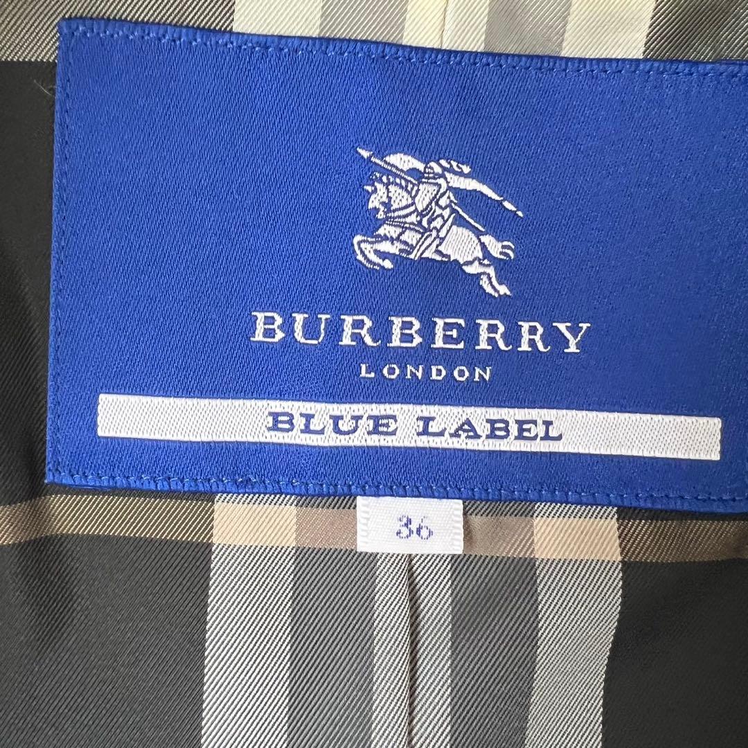 バーバリーブルーレーベル　ウールコート　チェック　Aライン　ビッグボタン