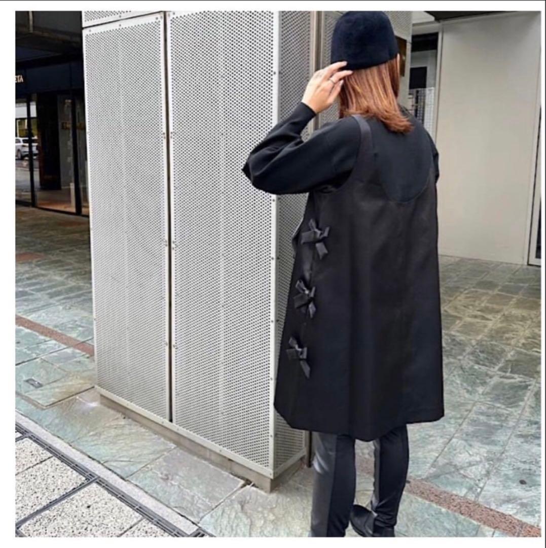 LINKABLE サテン　サイドリボン　ジャンパースカート　ブラック　黒