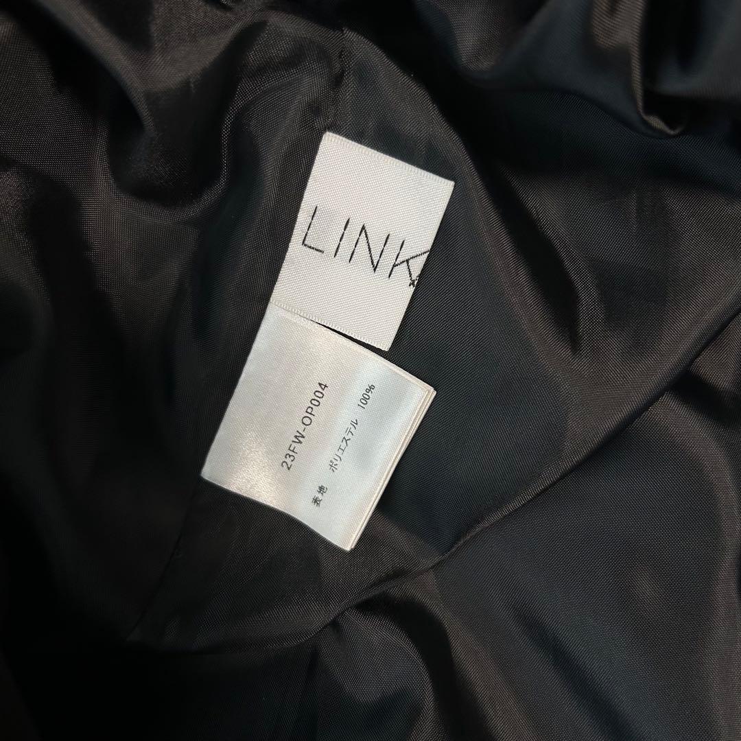 LINKABLE サテン　サイドリボン　ジャンパースカート　ブラック　黒