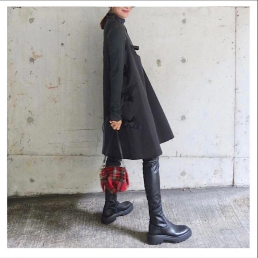 LINKABLE サテン　サイドリボン　ジャンパースカート　ブラック　黒