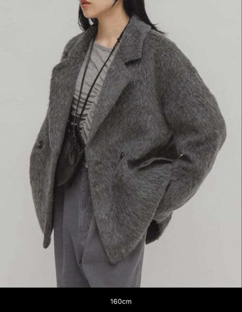 KBF コート アウター シャギーテーラードジャケット チャコールグレー