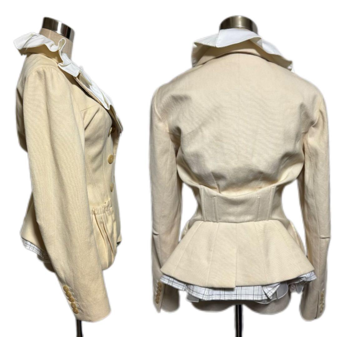 美品 ランウェイ ルイヴィトン フラワー フリル ジャケット 38 ベージュ