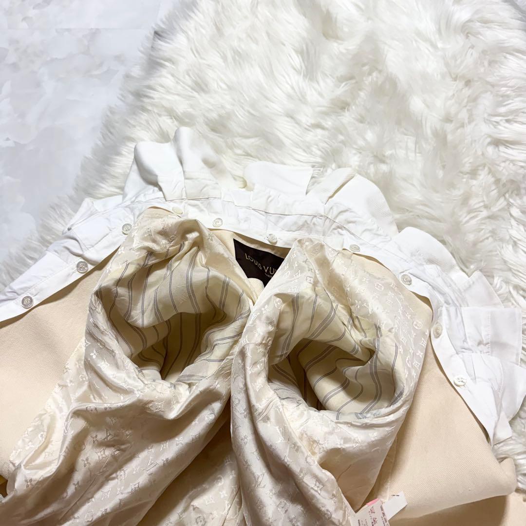美品 ランウェイ ルイヴィトン フラワー フリル ジャケット 38 ベージュ