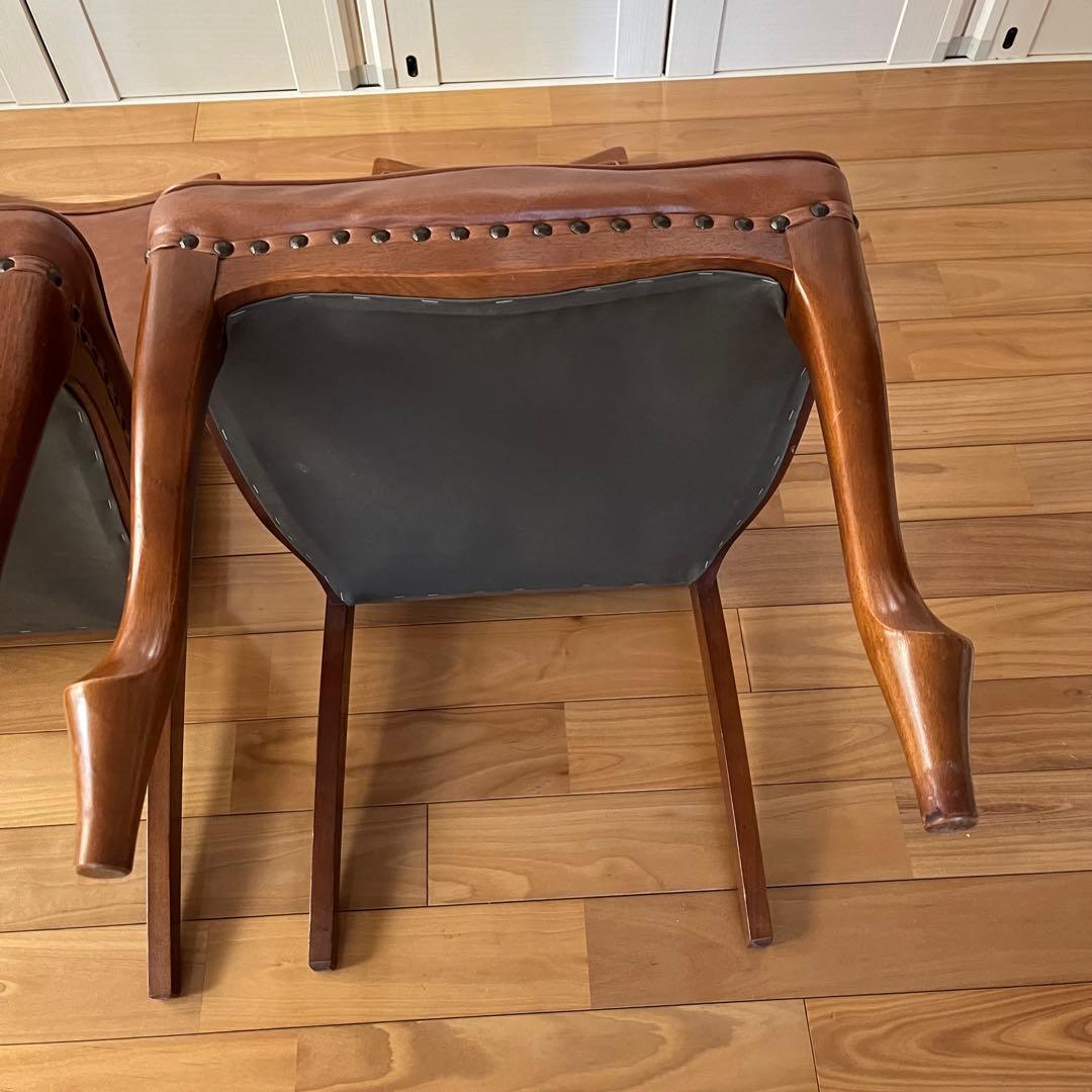 マルニ木工 ベルサイユ チェア 猫脚 鋲打ち ダイニングチェア 2脚セット