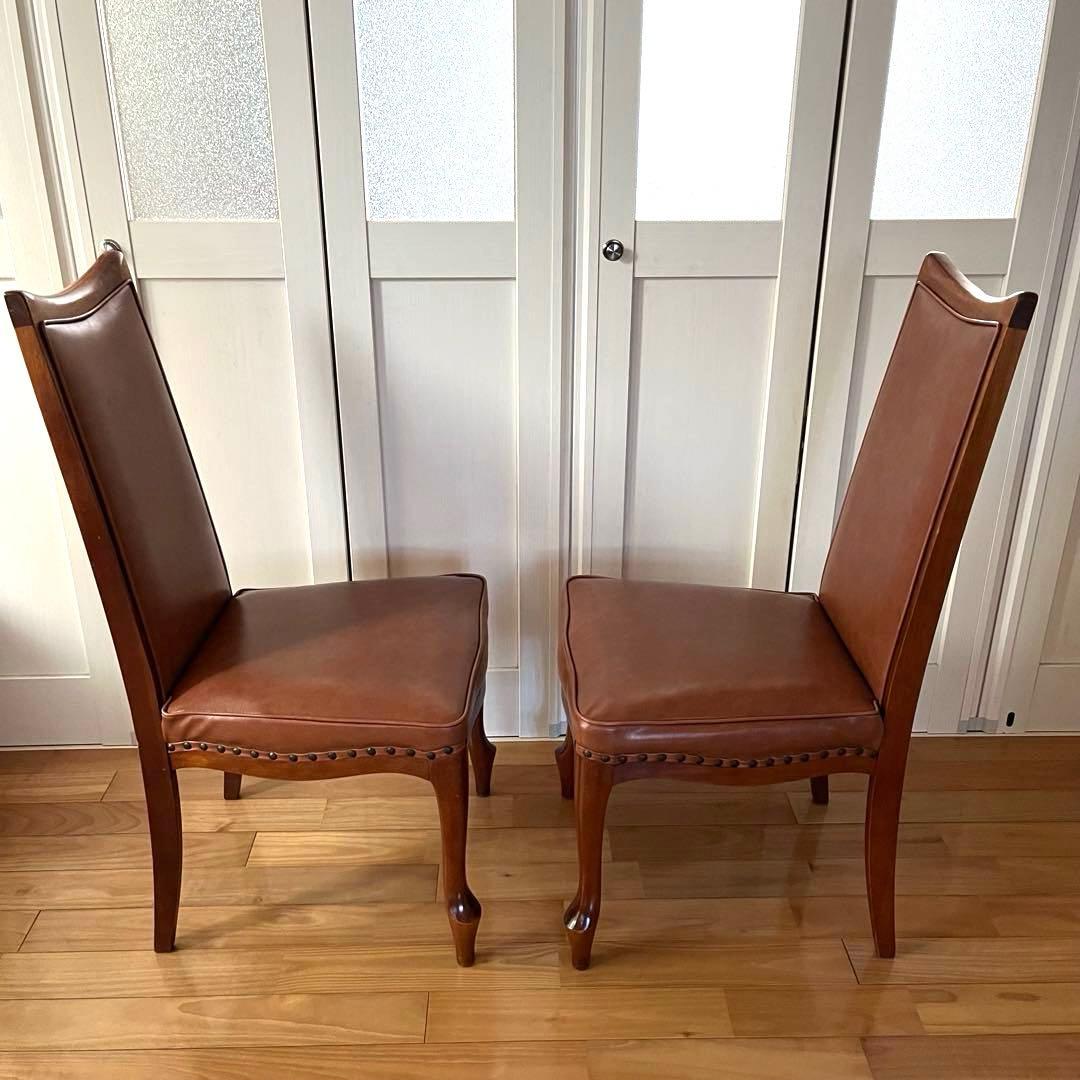 マルニ木工 ベルサイユ チェア 猫脚 鋲打ち ダイニングチェア 2脚セット