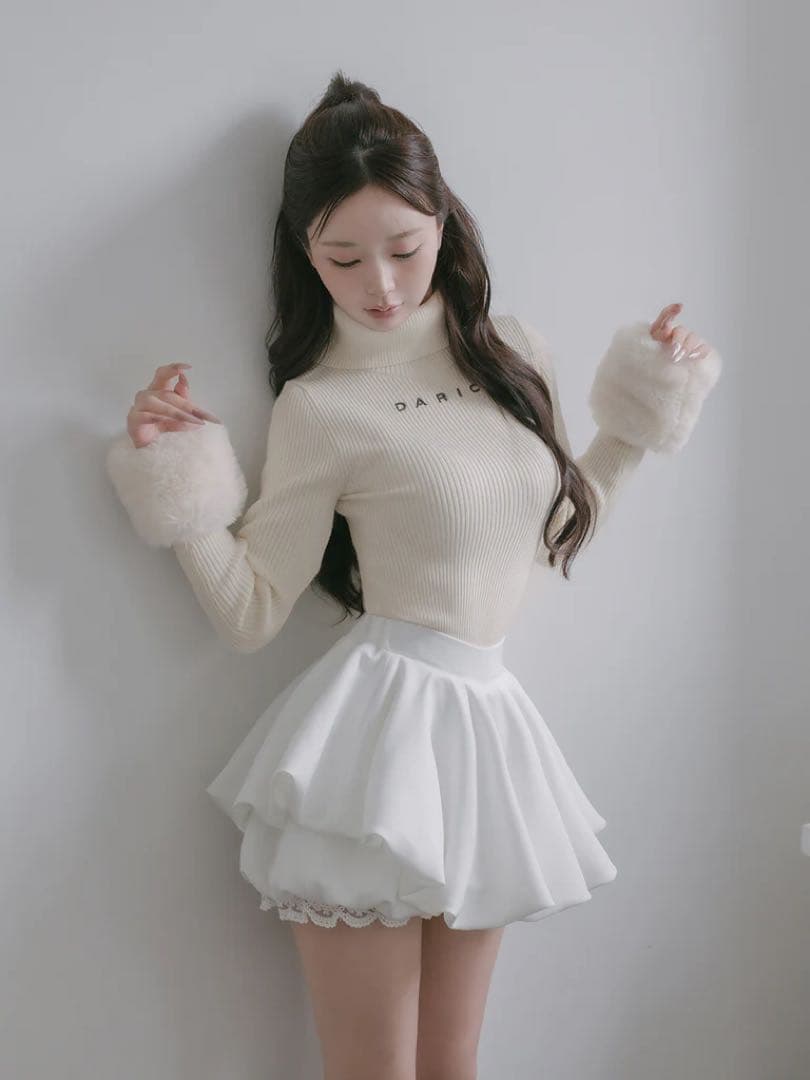 新品タグ付 ダーリッチ ホワイト FL ボリュームバルーンミニスカート