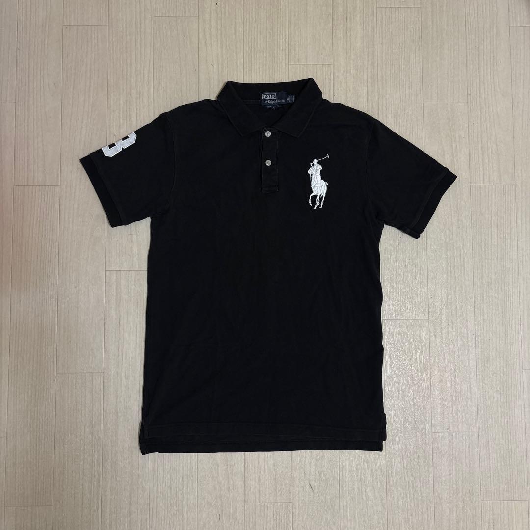 【美品】 Polo Ralph Lauren ビッグポニー ポロシャツ 黒 短丈