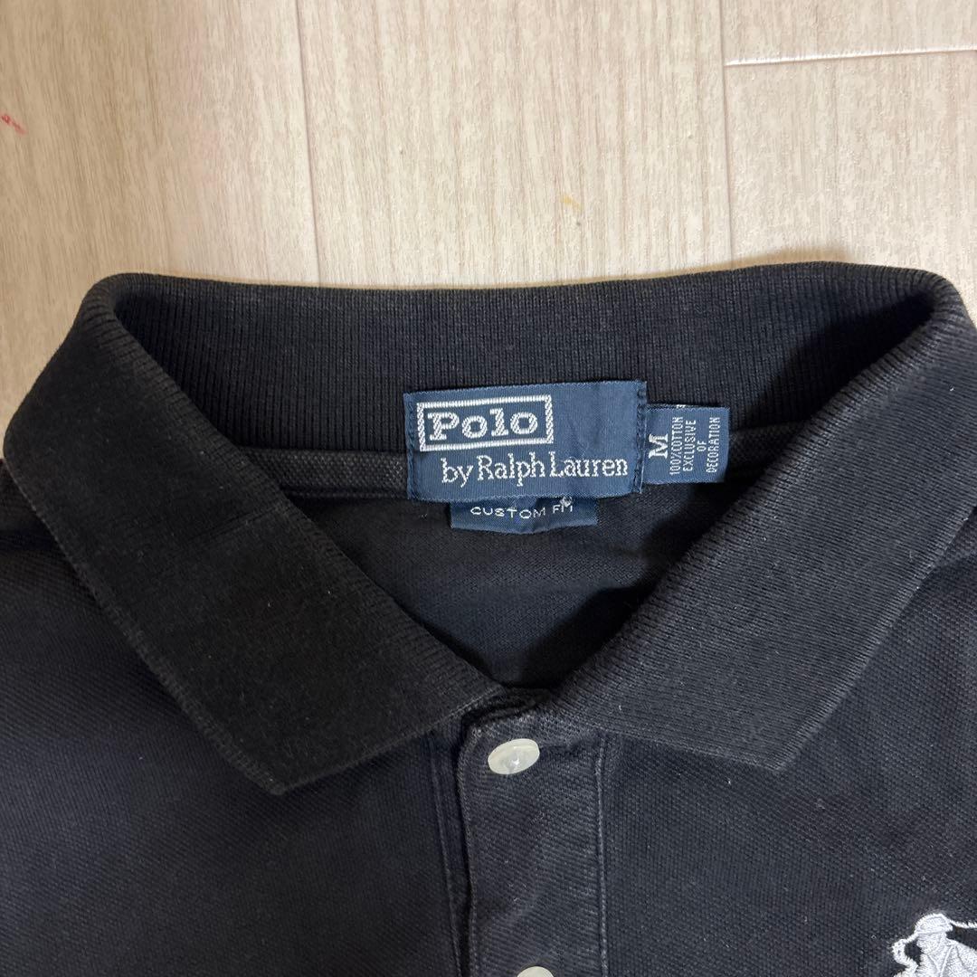 【美品】 Polo Ralph Lauren ビッグポニー ポロシャツ 黒 短丈